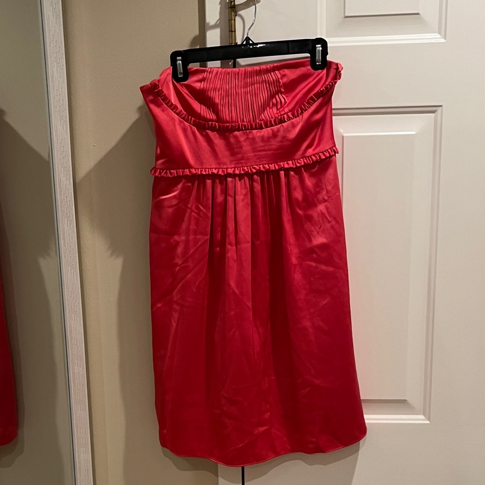 BCBGMaxAzria Vibrant Coral Strapless Dress